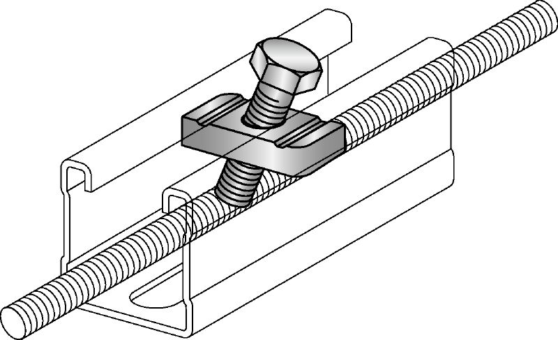 MQS-RS Galvanized pre-assembled threaded rod stiffener for attaching strut channel to a threaded rod to accommodate compression loads