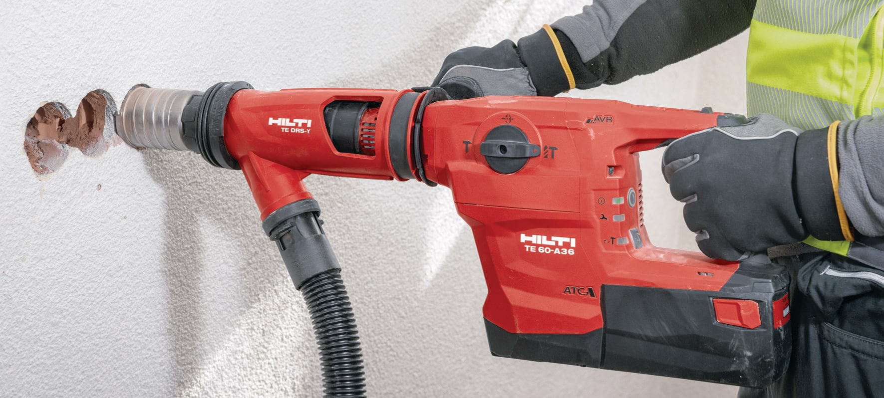 Hilti Exhibitor Thomas Sallman Operates A TE 60A36 Cordless SDS Max