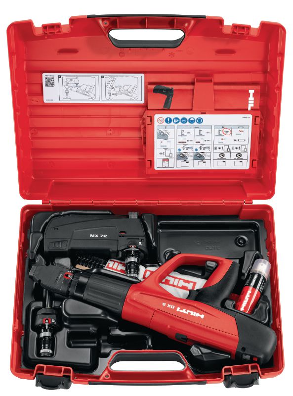 DX 5 Powder-actuated tool kit Digitally enabled, fully automatic, high-productivity and versatile powder actuated nailer – one kit for many applications